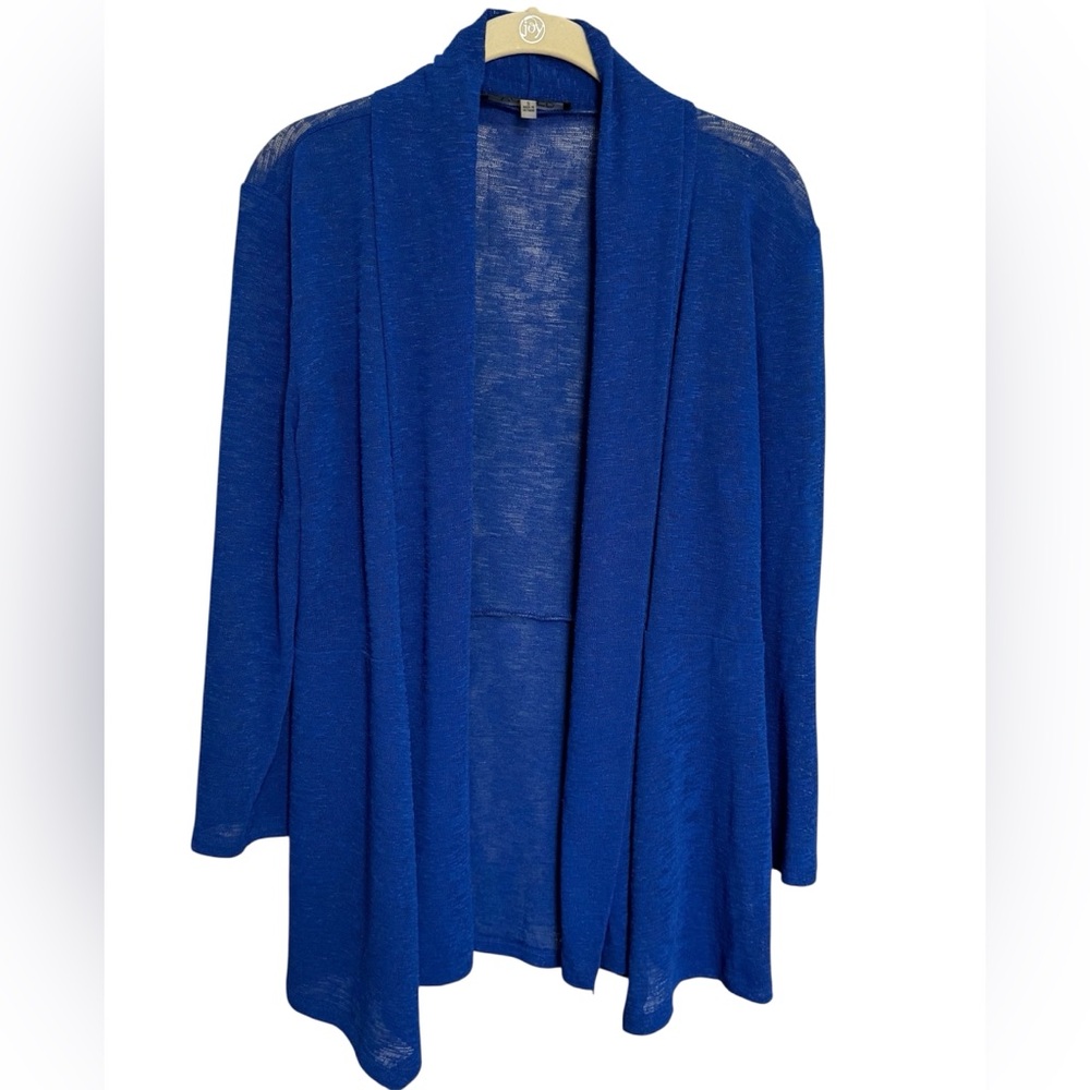 Kasper Women's Royal Blue Knit Open‎ Front Cardigan Sweater Jacket Size Small